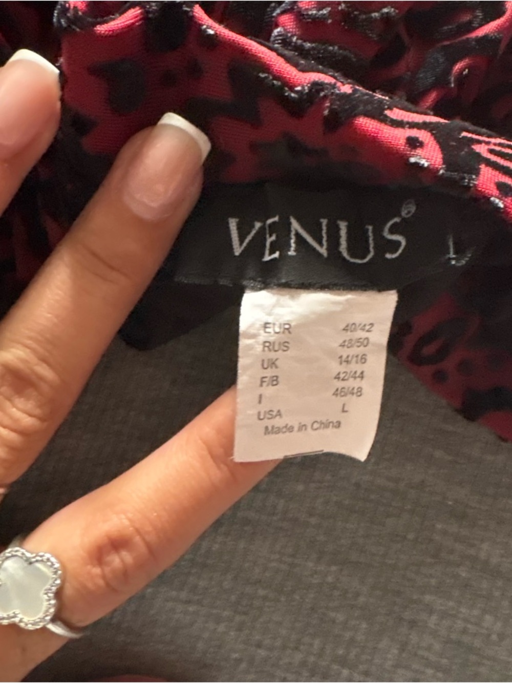 VENUS Red and Black Animal Print Blouse
